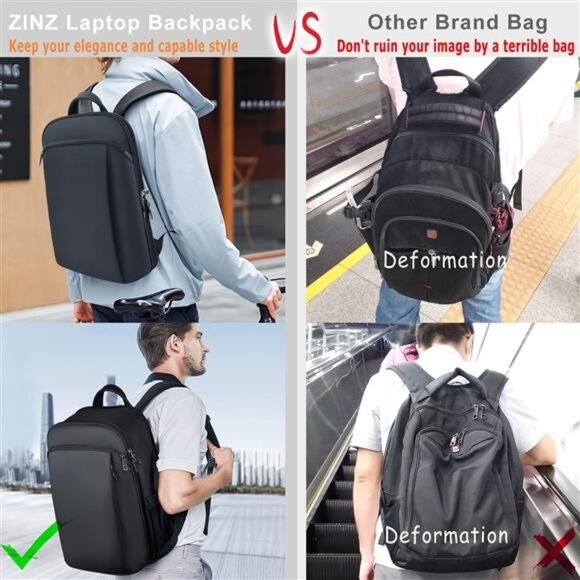 Slim and Expandable 15 15.6 16 Inch Laptop Backpack Anti Theft Business Travel - Picture 6 of 7